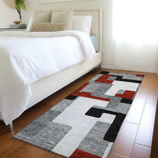 Piper Looms Mayfield Geometric AMF955 Gray Machine Washable Area Rug Runner Lifestyle Image Feature