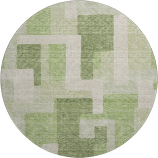 Piper Looms Mayfield Geometric AMF955 Green Machine Washable Area Rug Round Main Image