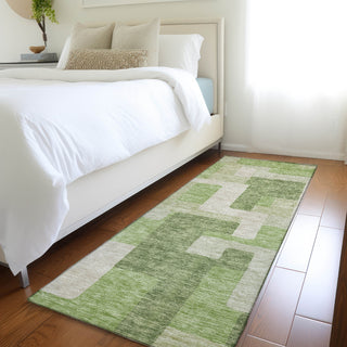 Piper Looms Mayfield Geometric AMF955 Green Machine Washable Area Rug Runner Lifestyle Image Feature