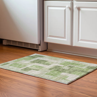 Piper Looms Mayfield Geometric AMF955 Green Machine Washable Area Rug Scatter Lifestyle Image Feature