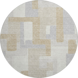 Piper Looms Mayfield Geometric AMF955 Ivory Machine Washable Area Rug Round Main Image