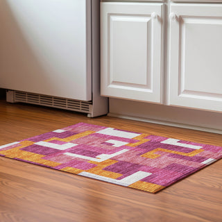 Piper Looms Mayfield Geometric AMF955 Pink Machine Washable Area Rug Scatter Lifestyle Image Feature