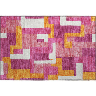 Piper Looms Mayfield Geometric AMF955 Pink Machine Washable Area Rug Scatter Main Image