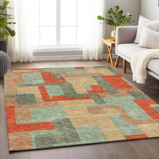 Piper Looms Mayfield Geometric AMF955 Sage Machine Washable Area Rug Lifestyle Image Feature