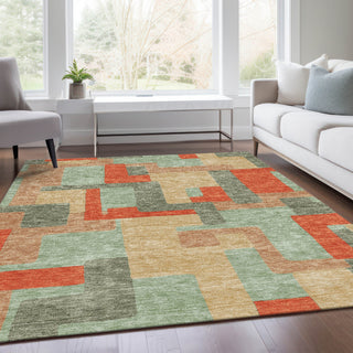 Piper Looms Mayfield Geometric AMF955 Sage Machine Washable Area Rug Lifestyle Image Feature