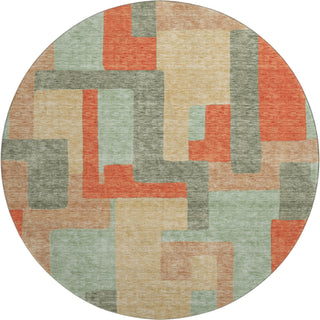 Piper Looms Mayfield Geometric AMF955 Sage Machine Washable Area Rug Round Main Image