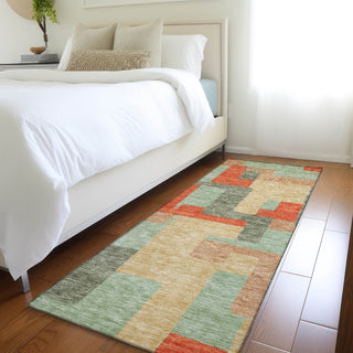 Piper Looms Mayfield Geometric AMF955 Sage Machine Washable Area Rug Runner Lifestyle Image Feature