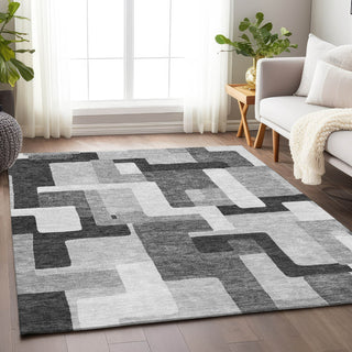 Piper Looms Mayfield Geometric AMF955 Silver Machine Washable Area Rug Lifestyle Image Feature