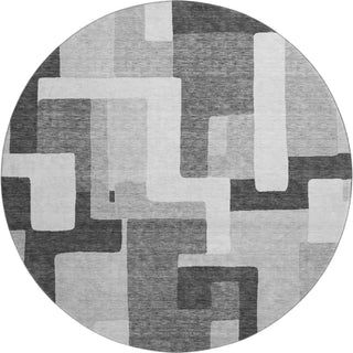 Piper Looms Mayfield Geometric AMF955 Silver Machine Washable Area Rug Round Main Image