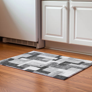 Piper Looms Mayfield Geometric AMF955 Silver Machine Washable Area Rug Scatter Lifestyle Image Feature