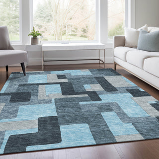 Piper Looms Mayfield Geometric AMF955 Sky Machine Washable Area Rug Lifestyle Image Feature