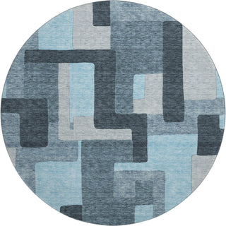 Piper Looms Mayfield Geometric AMF955 Sky Machine Washable Area Rug Round Main Image
