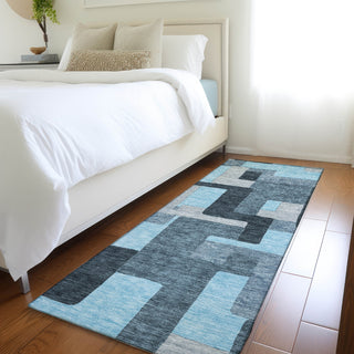 Piper Looms Mayfield Geometric AMF955 Sky Machine Washable Area Rug Runner Lifestyle Image Feature