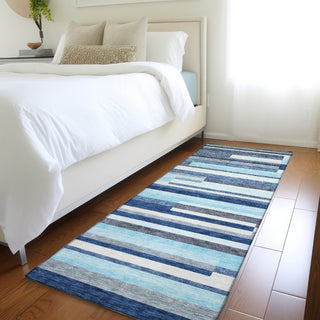 Piper Looms Mayfield Stripes AMF956 Blue Machine Washable Area Rug Runner Lifestyle Image Feature