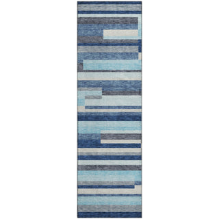 Piper Looms Mayfield Stripes AMF956 Blue Machine Washable Area Rug Runner Main Image