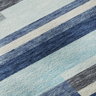Piper Looms Mayfield Stripes AMF956 Blue Machine Washable Area Rug Swatch Image