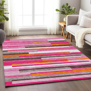 Piper Looms Mayfield Stripes AMF956 Blush Machine Washable Area Rug Lifestyle Image Feature
