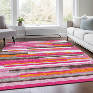 Piper Looms Mayfield Stripes AMF956 Blush Machine Washable Area Rug Lifestyle Image Feature