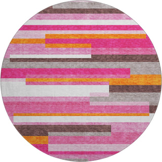Piper Looms Mayfield Stripes AMF956 Blush Machine Washable Area Rug Round Main Image