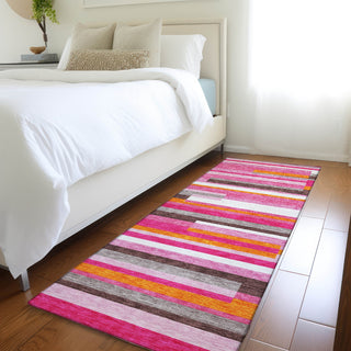 Piper Looms Mayfield Stripes AMF956 Blush Machine Washable Area Rug Runner Lifestyle Image Feature