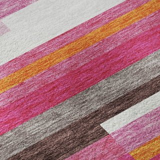 Piper Looms Mayfield Stripes AMF956 Blush Machine Washable Area Rug Swatch Image