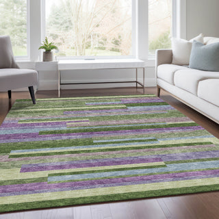 Piper Looms Mayfield Stripes AMF956 Cactus Machine Washable Area Rug Lifestyle Image Feature