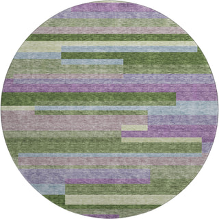 Piper Looms Mayfield Stripes AMF956 Cactus Machine Washable Area Rug Round Main Image