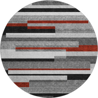 Piper Looms Mayfield Stripes AMF956 Gray Machine Washable Area Rug Round Main Image
