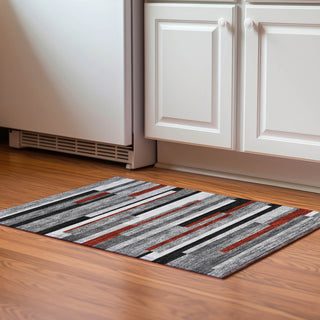 Piper Looms Mayfield Stripes AMF956 Gray Machine Washable Area Rug Scatter Lifestyle Image Feature