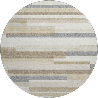 Piper Looms Mayfield Stripes AMF956 Ivory Machine Washable Area Rug Round Main Image