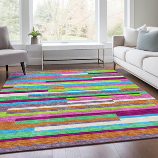 Piper Looms Mayfield Stripes AMF956 Lavender Machine Washable Area Rug Lifestyle Image Feature