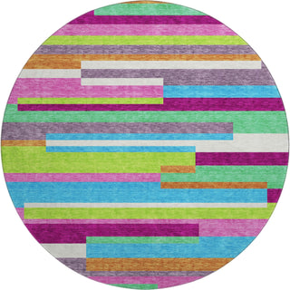 Piper Looms Mayfield Stripes AMF956 Lavender Machine Washable Area Rug Round Main Image