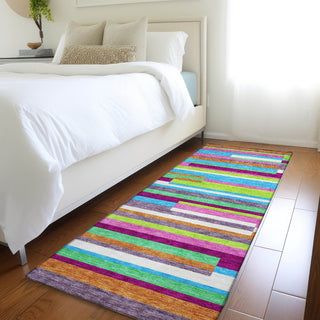 Piper Looms Mayfield Stripes AMF956 Lavender Machine Washable Area Rug Runner Lifestyle Image Feature