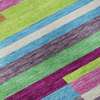 Piper Looms Mayfield Stripes AMF956 Lavender Machine Washable Area Rug Swatch Image