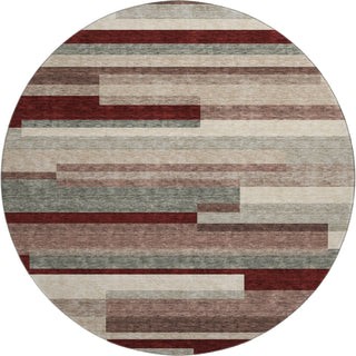 Piper Looms Mayfield Stripes AMF956 Merlot Machine Washable Area Rug Round Main Image