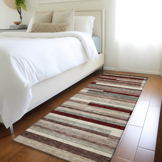 Piper Looms Mayfield Stripes AMF956 Merlot Machine Washable Area Rug Runner Lifestyle Image Feature