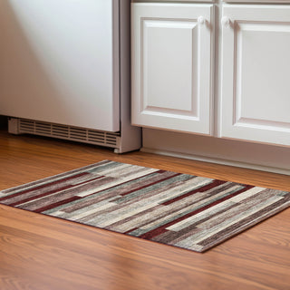 Piper Looms Mayfield Stripes AMF956 Merlot Machine Washable Area Rug Scatter Lifestyle Image Feature