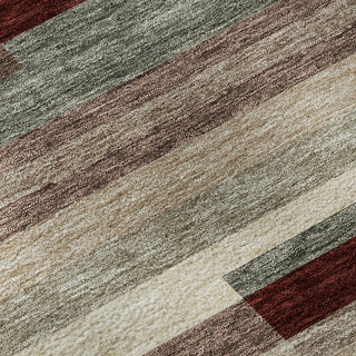 Piper Looms Mayfield Stripes AMF956 Merlot Machine Washable Area Rug Swatch Image
