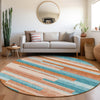 Piper Looms Mayfield Stripes AMF956 Orange Machine Washable Area Rug Round Lifestyle Image Feature