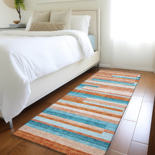 Piper Looms Mayfield Stripes AMF956 Orange Machine Washable Area Rug Runner Lifestyle Image Feature