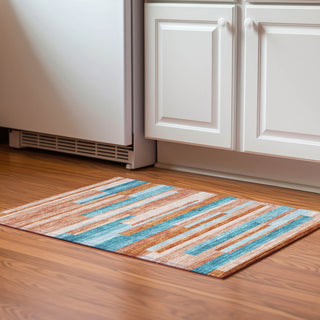 Piper Looms Mayfield Stripes AMF956 Orange Machine Washable Area Rug Scatter Lifestyle Image Feature