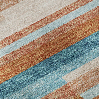 Piper Looms Mayfield Stripes AMF956 Orange Machine Washable Area Rug Swatch Image