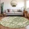 Piper Looms Mayfield Abstract AMF957 Aloe Machine Washable Area Rug Round Lifestyle Image Feature