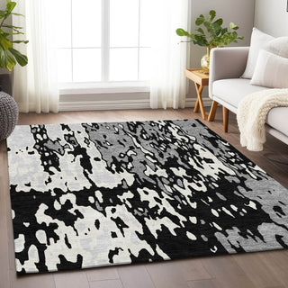 Piper Looms Mayfield Abstract AMF957 Black Machine Washable Area Rug Lifestyle Image Feature
