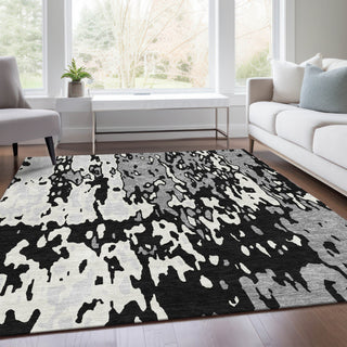 Piper Looms Mayfield Abstract AMF957 Black Machine Washable Area Rug Lifestyle Image Feature