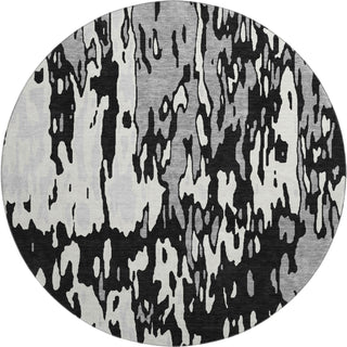 Piper Looms Mayfield Abstract AMF957 Black Machine Washable Area Rug Round Main Image