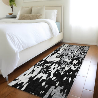 Piper Looms Mayfield Abstract AMF957 Black Machine Washable Area Rug Runner Lifestyle Image Feature