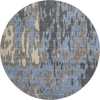 Piper Looms Mayfield Abstract AMF957 Denim Machine Washable Area Rug Round Main Image