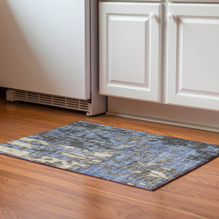 Piper Looms Mayfield Abstract AMF957 Denim Machine Washable Area Rug Scatter Lifestyle Image Feature