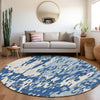 Piper Looms Mayfield Abstract AMF957 Navy Machine Washable Area Rug Round Lifestyle Image Feature